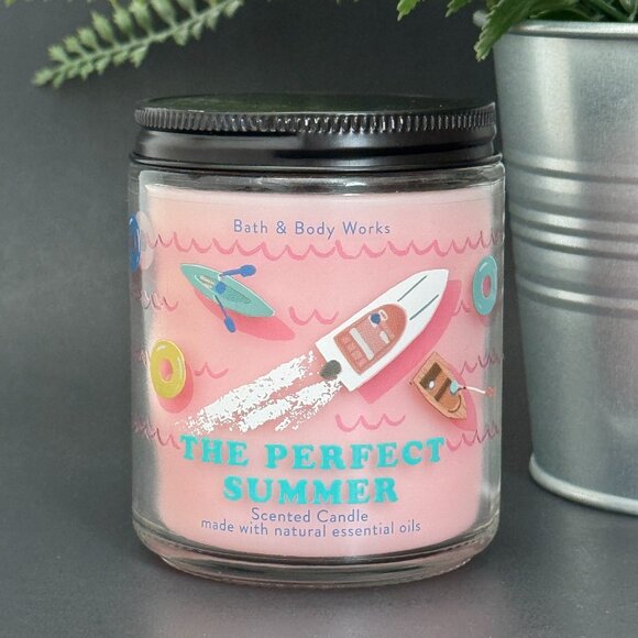 BBW The Perfect Summer Bath & Body Works Mason Jar Single Wick Candle - Picture 1 of 10